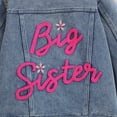 thumbnail image 6 of Generic Toddler Baby Boys Girls Fall Big Sister Letter Embroidered Long Sleeve Denim Jacket Autumn Winter Clothes for Outdoor Indoor Holiday（12-18 Motnths Pink）, 6 of 9