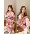 thumbnail image 4 of Pijama Arshiner de satén para niñas de manga corta de 4 a 5 años, color rosa, 4 of 9