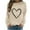 Khaki(New), variant on PNTUTB Women's Valentines Crewneck Pullover Shirts Long Sleeve Love Heart Loose Sweatshirts Graphic Lover Gift