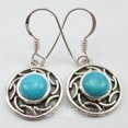 thumbnail image 2 of SilverStarJewel 925 Sterling Silver Jewelry Collectible Turquoise Tibetan Look Earrings 3.1 CM, 2 of 3