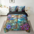 thumbnail image 2 of Homewish Chic Dragonfly 7-Piece Twin Bedding Sets,Colorful Glass Bedding Comforter Set,Modern Aesthetis Desgin Sheet Sets For Girls Kids,Super Cozy Room Decor Reversible, 2 of 8