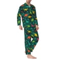 thumbnail image 2 of Susaid Colorful Dinosaurs Print Men's Long Sleeve Pajama Set, Two-Piece Button-Down Loungewear PJs Set, Comfortable Sleepwear for Relaxation-Medium, 2 of 7