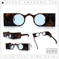 thumbnail image 2 of Keyhole Bridge Rectangle Bar Shape Round Circle Lens Hipster Sunglasses Tortoise - Blue, 2 of 8