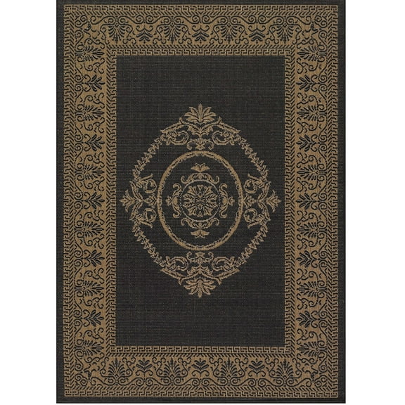 Couristan 2.25' x 11.75' Black and Brown Rectangular Polypropylene Area Throw Rug