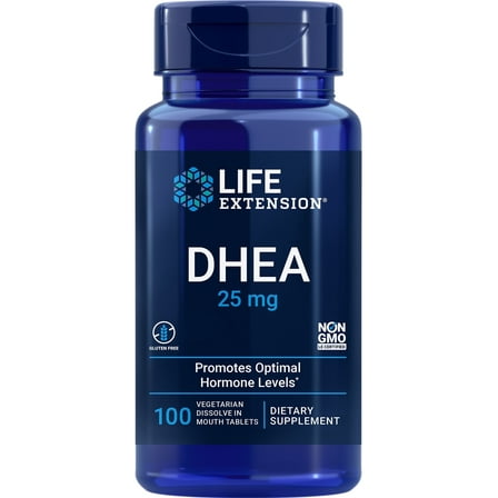 Life Extension, DHEA, 25 mg, hormone balance, memory, bone and muscle support, sexual health, 100 dissolve-in-mouth tablets