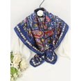thumbnail image 2 of Hotian Paisley Print Satin Head Scarf Ditsy Floral Hair Scarf Bandana Navy Blue 35", 2 of 4