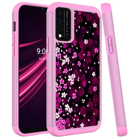 Bemz Dual Shockproof Series Case for REVVL V  5G - Magenta Violet Flowers