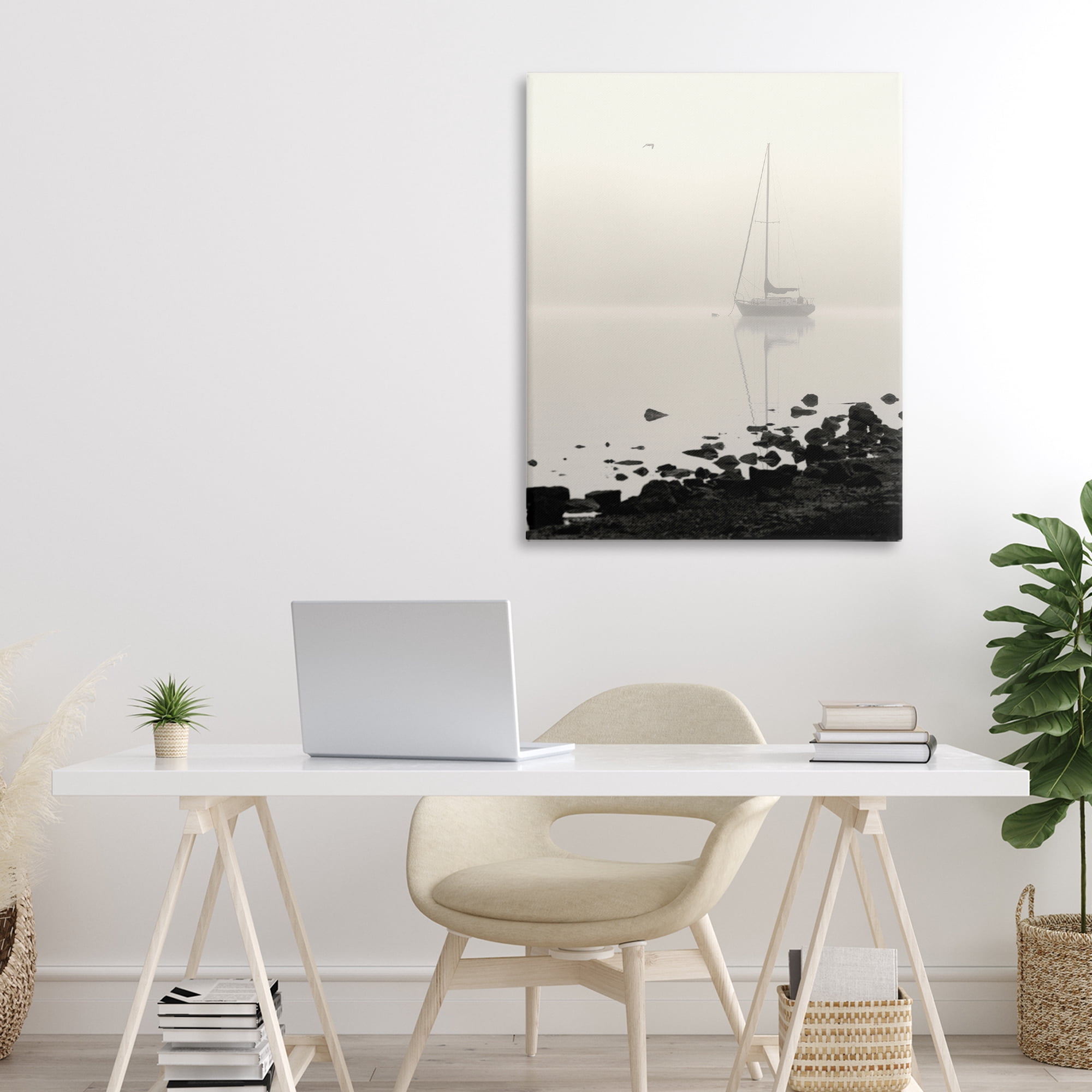Stupell Industries Moored In Fog Canvas Wall Art, design by Nicholas Bell