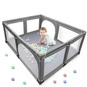 Yobest Baby Playpen, Extra Large Play Yard, Play Pens for Babies and Toddlers with Gate, Indoor Big Playard Kids Activity Center, Sturdiness Safety Baby Fence Play Area for Babys, Infant, Childrens