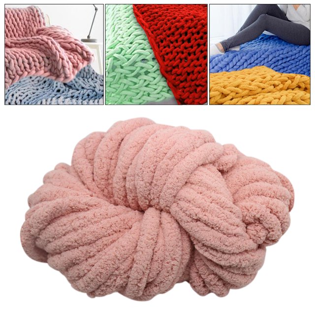 Hilo grueso de chenilla Macarena Hilo súper voluminoso lavable fibras acrílicas para cama brazo de ganchillo cojín para Sofá tejido Rosa carnoso