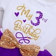 thumbnail image 5 of IBTOM CASTLE Toddler Baby Girls My 3rd Birthday Cake Smash Shinny Printed Sequin Bow Tutu Princess Dress 3 Years Purple, 5 of 8