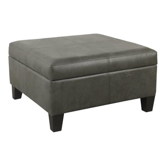 Homepop Décoration pour la Maison /K2380-E903/ Grand Pouf de Rangement Carré de Luxe en Similicuir / Pouf avec Rangement pour Salon et Chambre, Gris