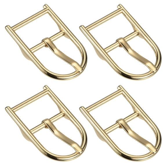 Uxcell 4Pack 0.79" Single Prong Belt Buckle Oval Center Bar Buckles for Leather Craft, Gold