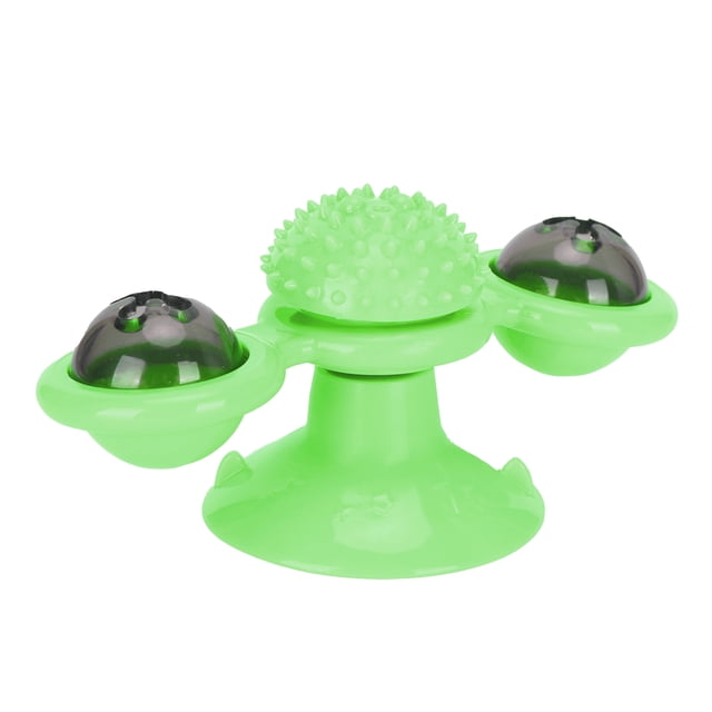 Rotating Cat Toy, Cat Spin Toy Massage Removable Grind Teeth Ideal Designed Windmill Cat Toy For Teasing Cat Green
