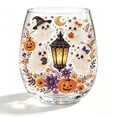 thumbnail image 2 of Miwamany Halloween 2D Ghost Wine Glass, Stemless Clear Tumbler with Witch Pumpkin Sticker, Spooky Fall Themed Cup for Cocktail Party Home Decor, 2 of 8