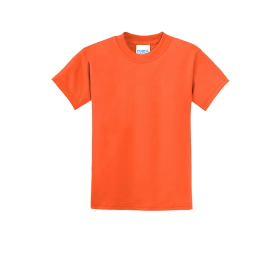 Port & Co Teen Unisex Regular Plain Short Sleeves T-Shirt Safety Orange X-Large
