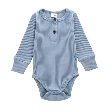 

DNDKILG Baby Toddler Girls Boy Long Sleeve Button Bodysuit Blue 0-24M 70