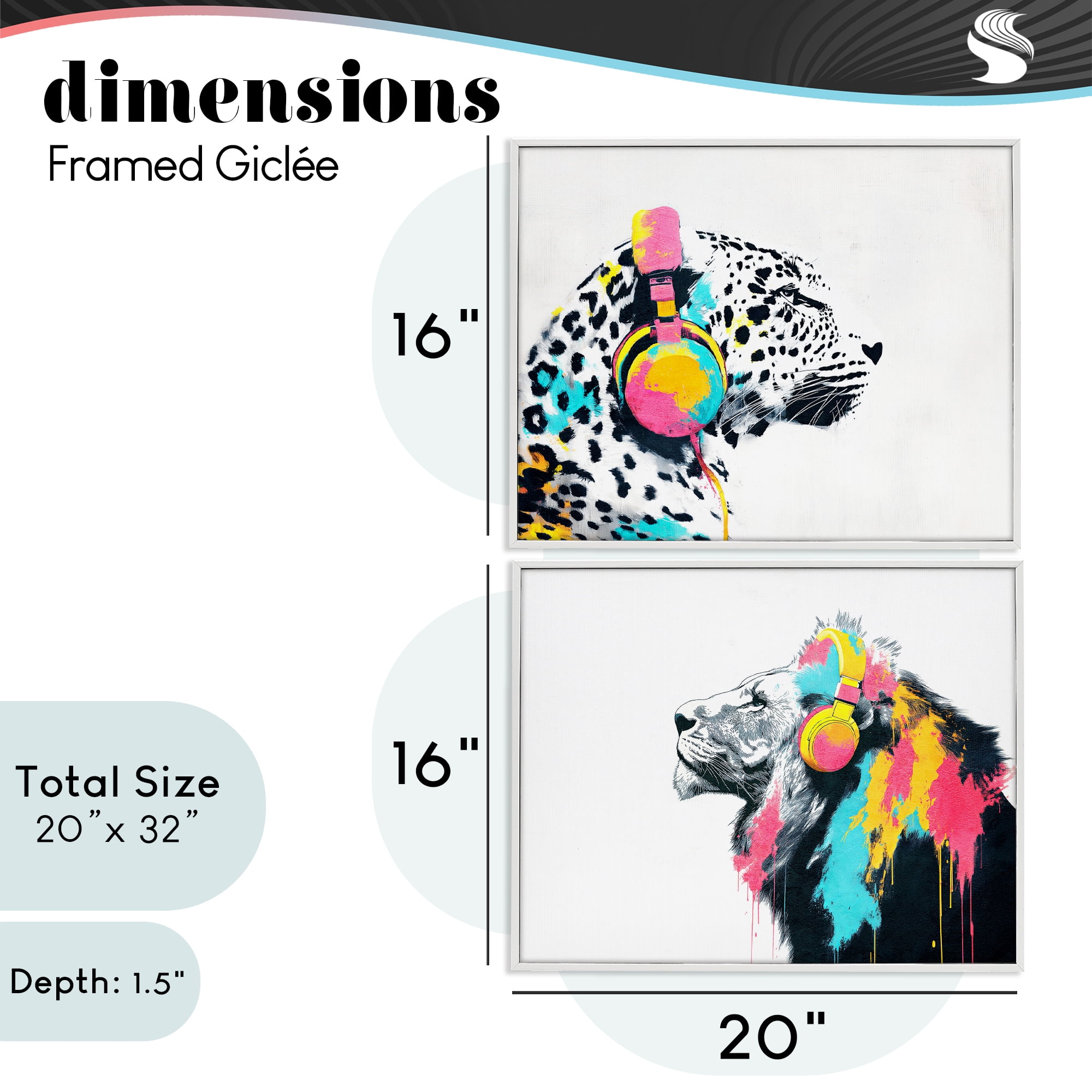 Stupell Industries Leopard and Lion On Air 2 Piece White Framed Giclee Art Set, design by Svetlana Aleynikova