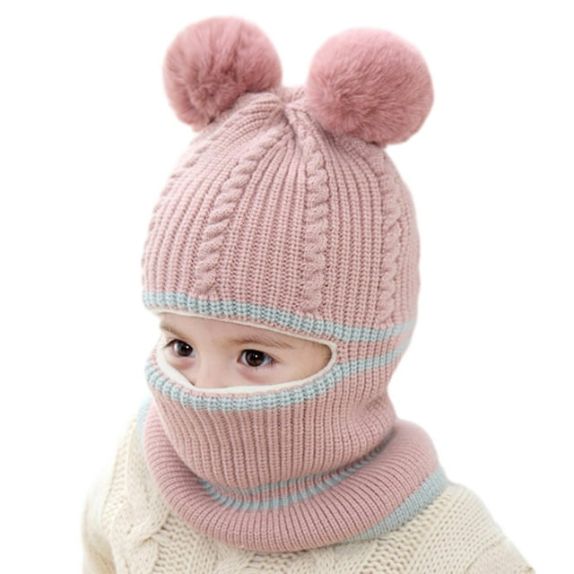 Guardurnaity Gorro con anillo para bebé, gorro pequeño cálido y Adorable durante todo el invierno, gorros largos con pompón para niños, suaves Sombreros