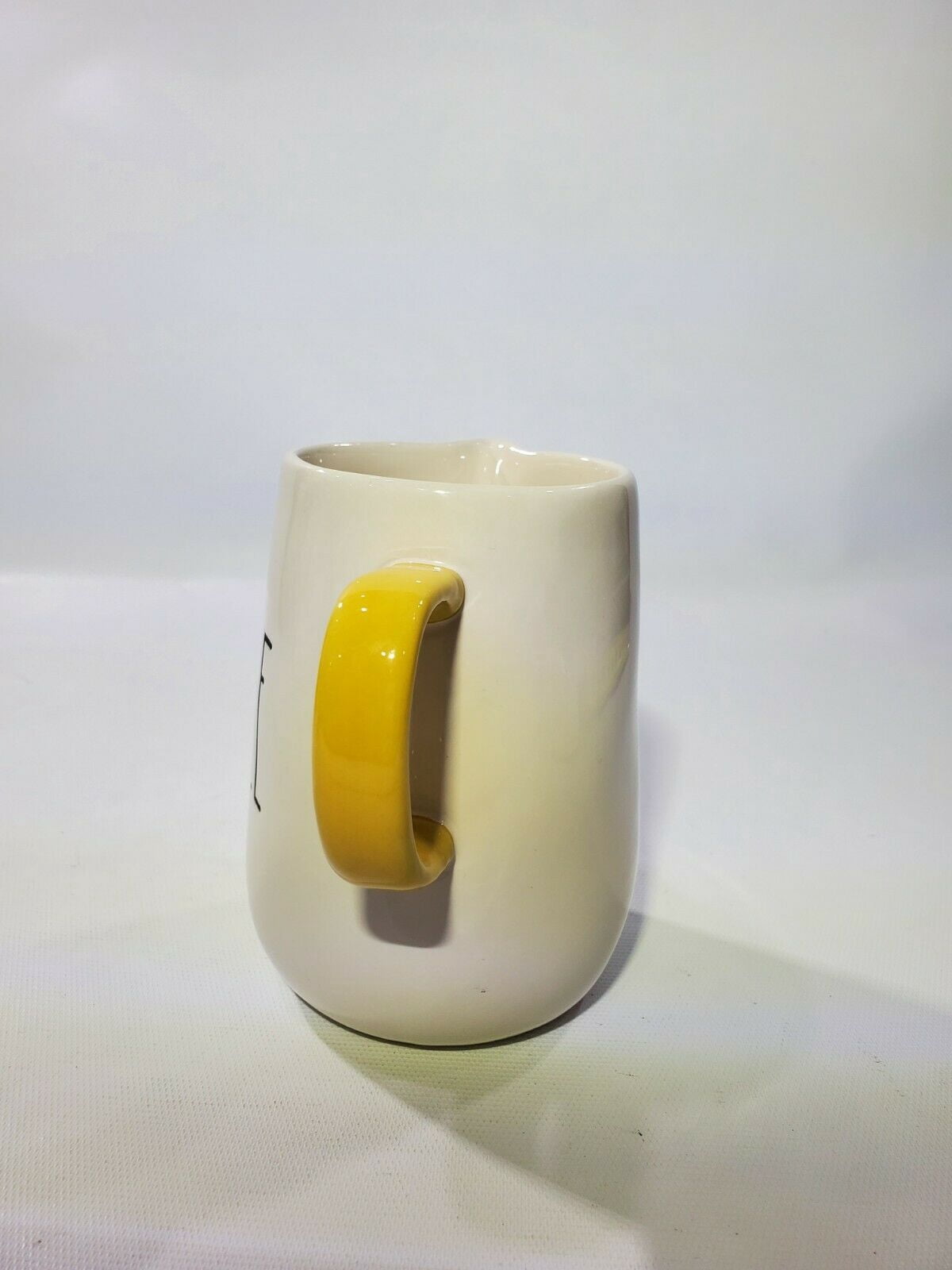 Rae Dunn Small JUICE Ceramic Pitcher 5" with yellow handle and Black LL Letters Kitchen