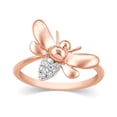 thumbnail image 2 of CARATS FOR YOU Bumble Bee Round Cut Diamond Petite Fashion Ring in 10K Rose Gold (0.11 Carat, I-J Color, I2-I3 Clarity), Ring Size-7, 2 of 5