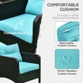 thumbnail image 4 of Outsunny 5 Pieces Rattan Wicker Lounge Chair Outdoor Patio Conversation Set with 2 Cushioned Chairs, 2 Ottomans & Glass Top Coffee Table, Blue, 4 of 9