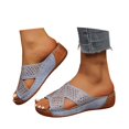 thumbnail image 3 of HNMKIU Beach Sandals Fashion Open Toe Slides with Rhinestone Summer Casual Platform Style for Indoor Outdoor Comfort Lightweight Womens Beach Shoes Sky Blue,8.5, 3 of 9