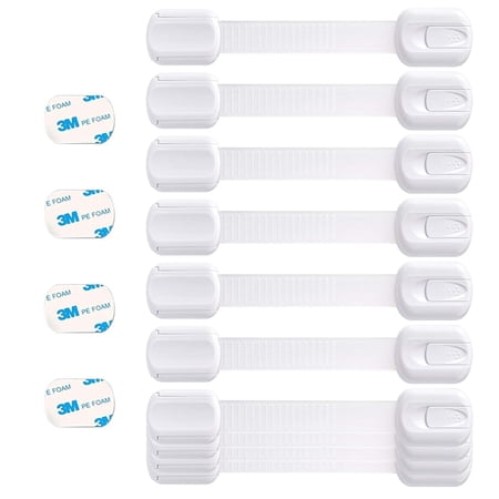 BooBoo® (10 PACK) Premium Cabinet Locks Baby Proofing, Child Proof Cabinet Locks with 3M Adhesive, Drawer Locks Baby Proofing Cabinets with No Drilling, 3M Adhesive + 4 Extra Stickers C27