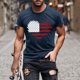 thumbnail image 4 of Mens Casual Manga Corta Botón Abajo Camisetas Estados Unidos Bandera Impresión Cuello Redondo Suéter Camiseta, Poliéster Casual Uso Diario para Hombres, 4 of 5