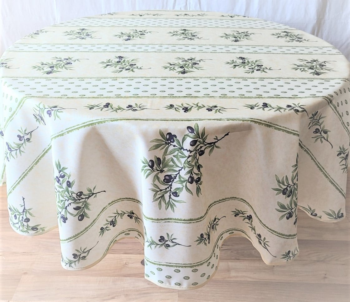 OLIVOU CREAM WHITE COUNTRY FRENCH PROVENCE TABLECLOTH 160cm NEW 64" ROUND 