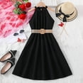 thumbnail image 2 of Dresses For Girls Dress Solid Color Hanging Neck Waist Collection Dress Princess Dress Outwear Girls Casual Dresses,Size 9-10 Years, 2 of 3