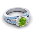 thumbnail image 3 of 2.35 Ct Oval Cut Peridot & Blue Topaz Gemstone Beautiful Anniversary Ring for Women Solid 14K White Gold Size 10 by Diamond-Capitals, 3 of 8