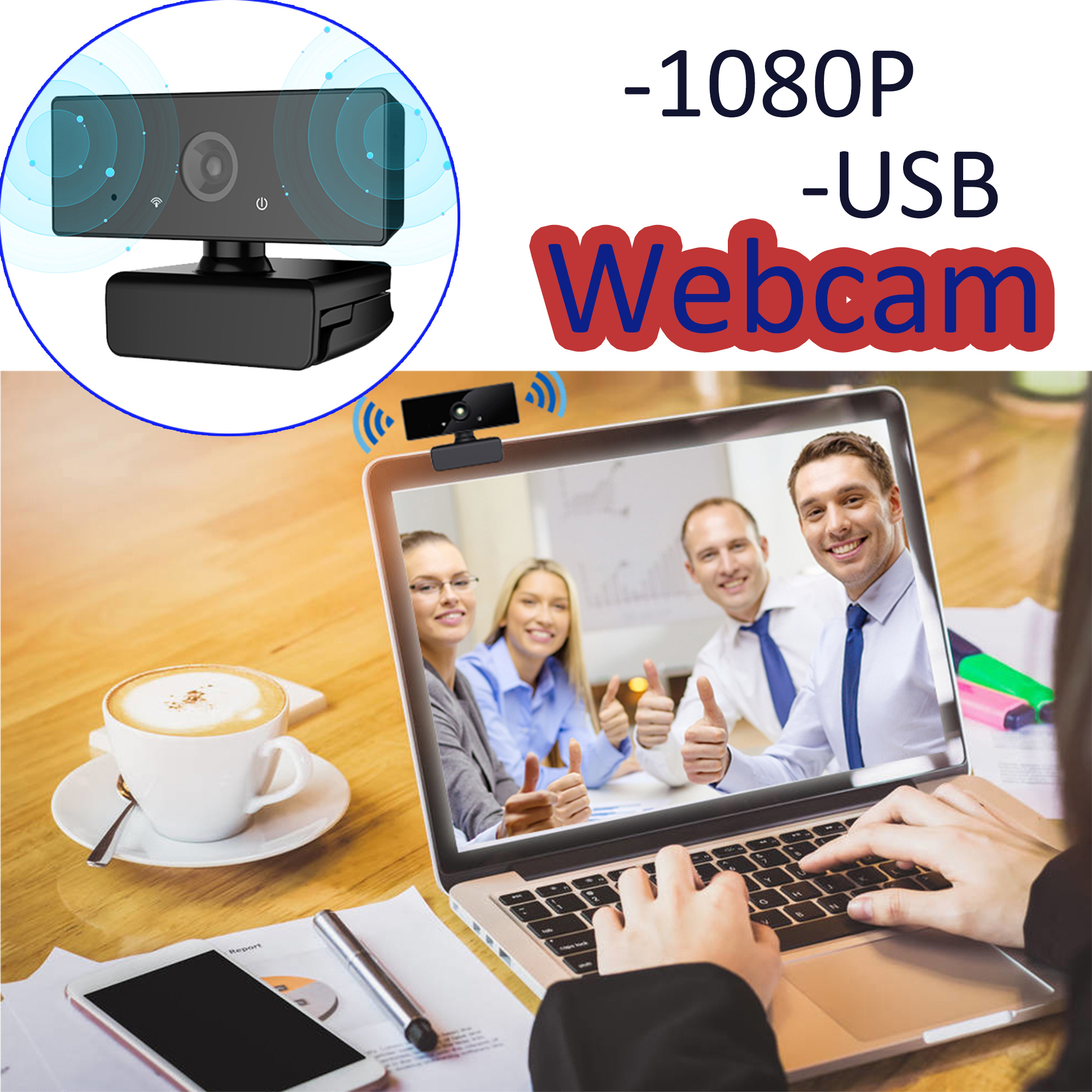 1080P cam with Microphone,PC Laptop Desktop USB cams,Noise