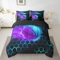 thumbnail image 2 of Castle Fairy Sport Basketball 7-Piece Twin Bedding Sets,Teal Purple Bedding Comforter Set,Geometric Hexagon Breathable Sheet Sets,Lightweight Gradient Room Decor,Reversible, 2 of 8
