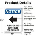 thumbnail image 2 of (2 Pack) Please Ring Door Bell OSHA Notice Sign 18 Inch X 24 Inch Indoor / Outdoor Rust-Free Aluminum Metal Signs for Workplace, Workshop, and Construction Site, Made in the USA, 2 of 8
