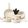 thumbnail image 1 of OSLIFE Bater&iacute;a de Cocina Ceramica de 15 Piezas con Mango Desmontable y Tapa, Juego de Ollas y Sartenes Antiadherentes con Alfombrilla para Sart&eacute;n, 1 of 9