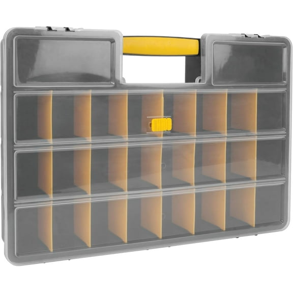 Adjustable Compartment Hardware Organizer with Dividers - Durable Plastic Screw Organizer for Nuts, Bolts, Screws, Nails and Small Hardware