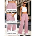 thumbnail image 5 of Cadmus Womens High Waist Stretch Wide Leg Lounge Pants Loose Fit Yoga Workout Sweatpants with Pockets, Pink, M, 5 of 9