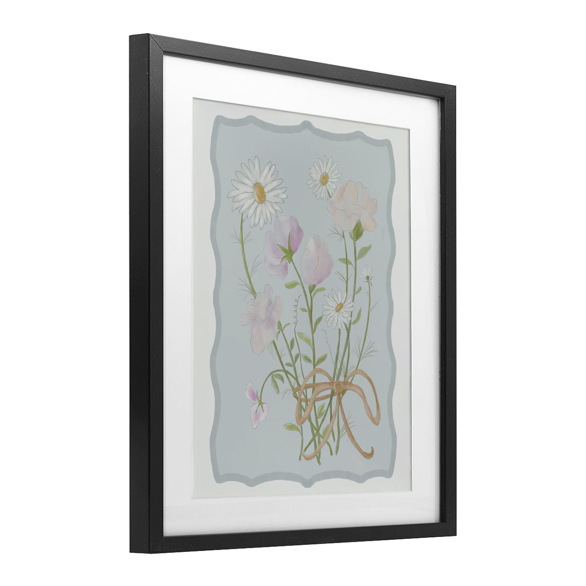 Spring Cottage Clippings Black Framed Print Under Glass, design by Leslie Hermosa