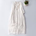 thumbnail image 2 of ICHUANYI Women's Standing Neck Embroidered Cotton And Dress Women's Literature Retro Flowing Long Dress Fashion Cloth 2024, 2 of 5