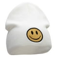 thumbnail image 4 of Smile Full Face Logo Embroidered Short Beanie - White OSFM, 4 of 5