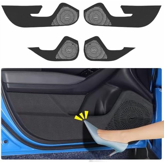 Car Door Anti Kick Pad for Subaru Crosstrek 2024 2025 Accessories Carbon Fiber Style Leather  Door Sill Protector Cover Edge Guard Side Mat Interior Decoration Dirty Stickers (Set of 4)