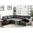 thumbnail image 4 of Bowery Hill Dark Gray Linen Fabric Sleeper Sectional Sofa with Storage Chaise, 4 of 6