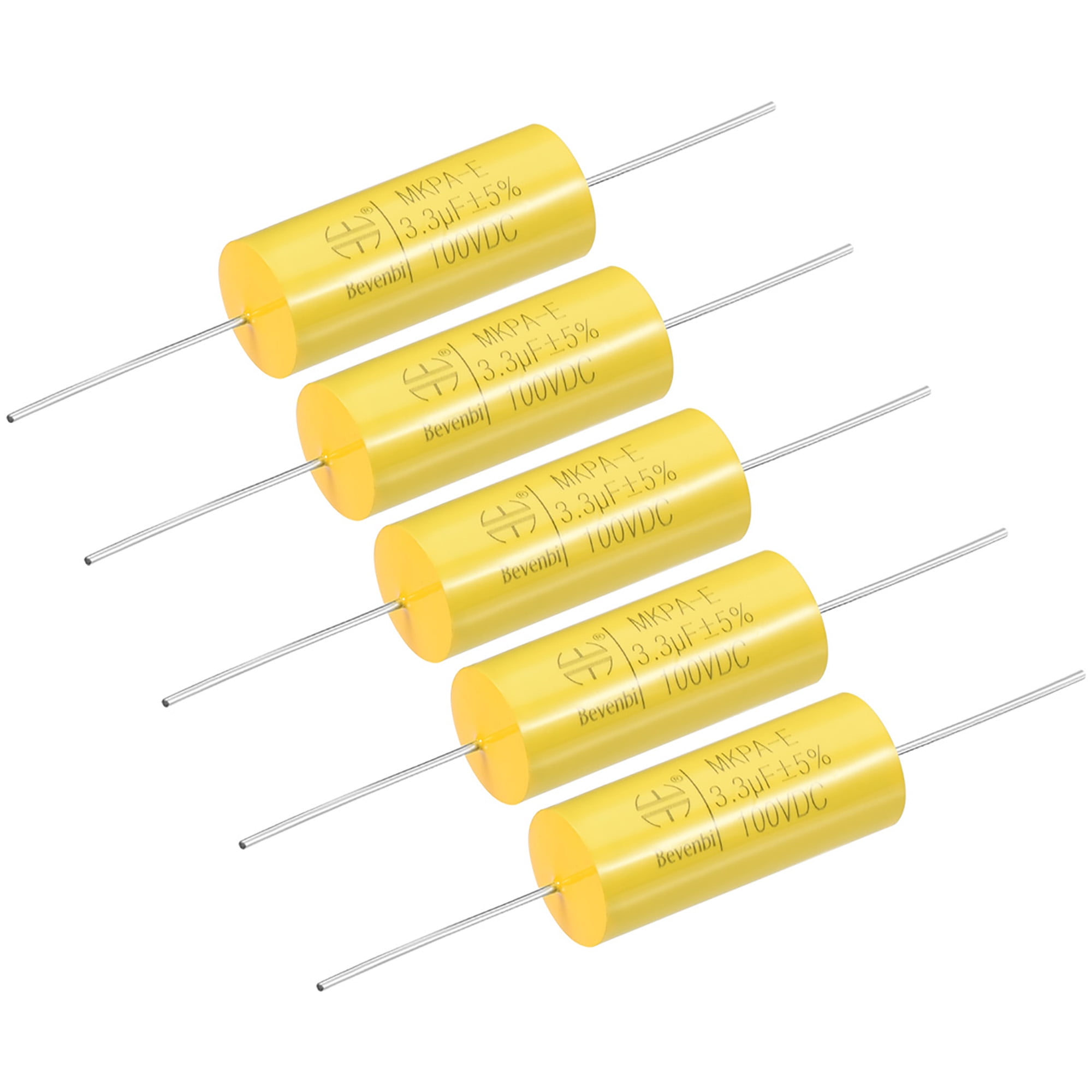 Film Capacitor 100V DC 3.3uF MKPAE Round Axial Polypropylene