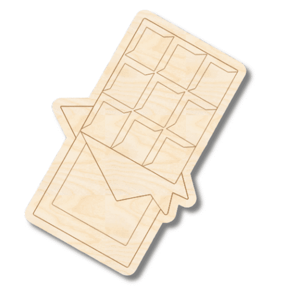 Unfinished Wood Etched Candy Bar Shape 4" / 1/4"