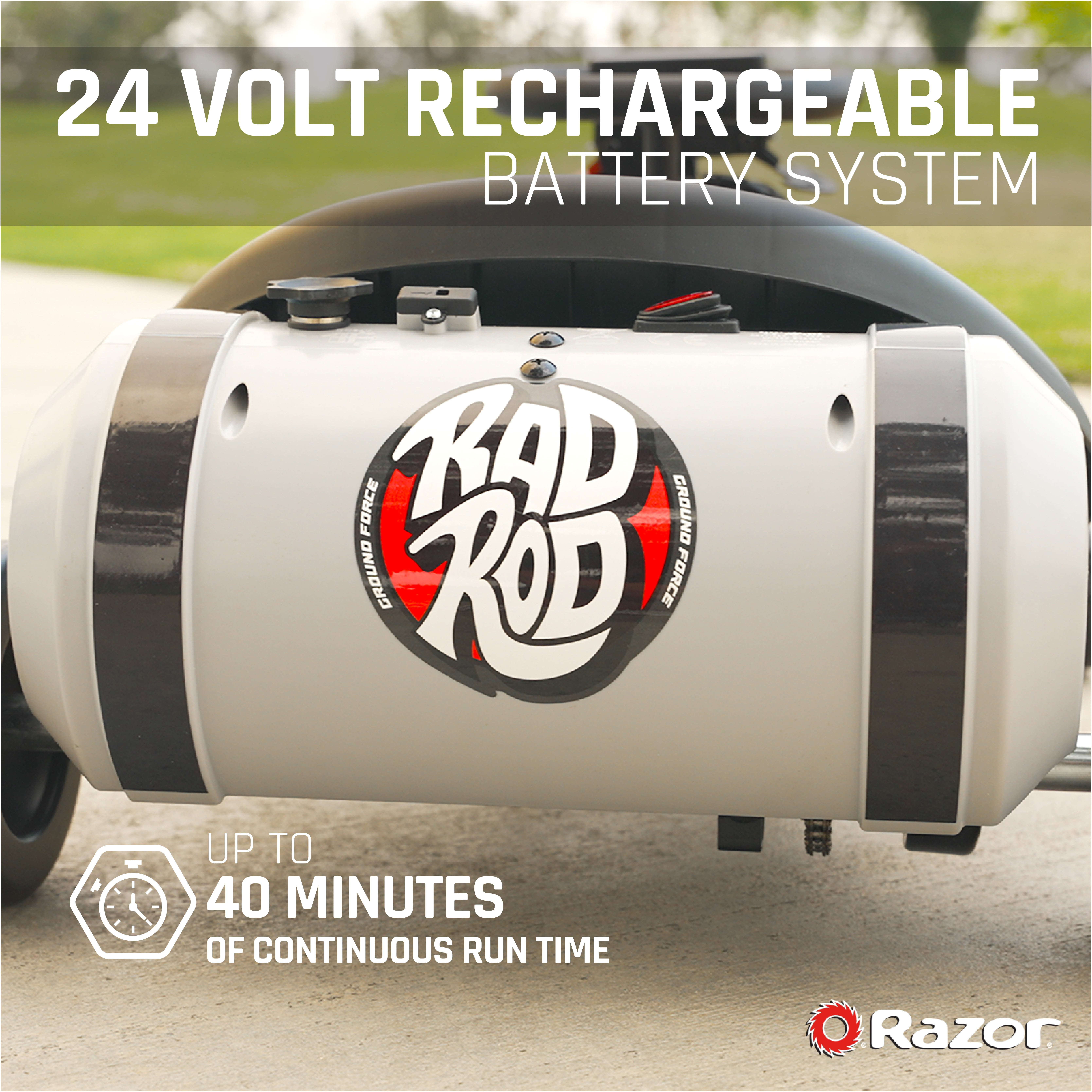 24V Razor Ground Force Rad Rod - Electric Pocket Go-Kart for Ages 6+, up to 10 mph, Powered Ride-on