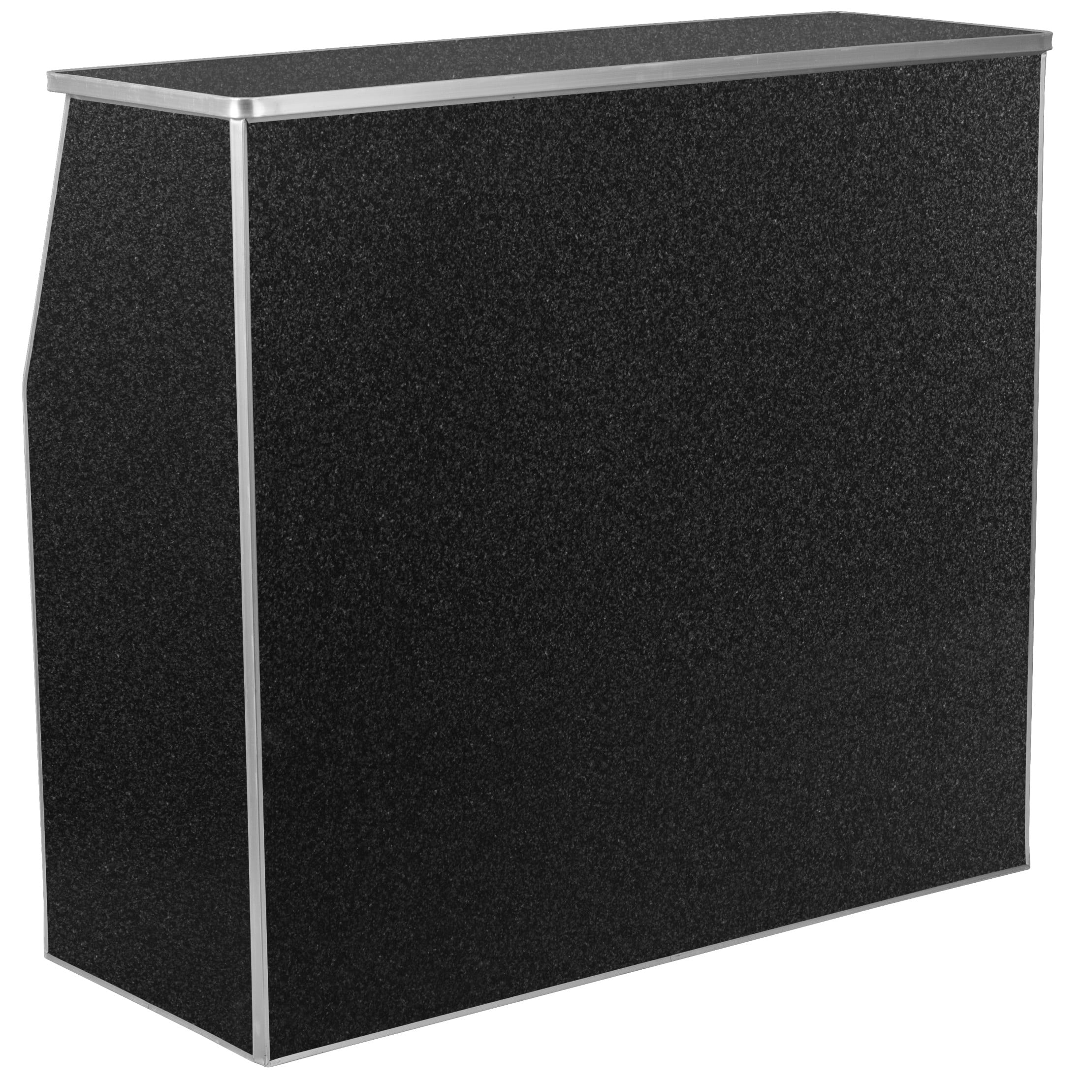 Flash Furniture Amara 4' Folding Portable Event Bar with Top and Middle Shelves, Black