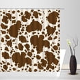 thumbnail image 2 of Brown Cowhide Shower Curtain Rustic Farmhouse Milk Cow Skin Farm Animal Cow Print Vintage Western Country Fabric Bathroom Decor Curtain with Hooks, 2 of 5