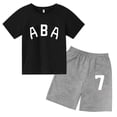 thumbnail image 3 of Ropa de bebé con estampado de letras para niños y adolescentes, conjunto de camiseta y pantalones cortos de verano de 2 piezas, conjunto informal de manga corta para niños y niñas, 3 of 5