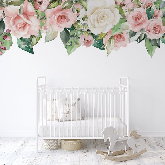 Red Rose Flower Wall Stickers Transfer Peel and Stick Removable Self-Adhesive Decals Wedding Anniversary Wall Art Decor